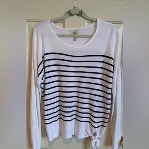 St. John's Bay White and Black Striped Sweater